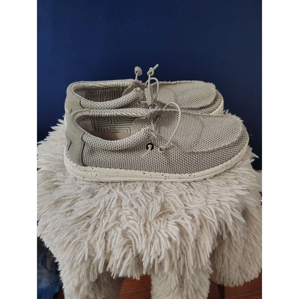 Hey Dude Wally Sox Stone White Grey Comfort Casual Shoes Slip On Men's 8